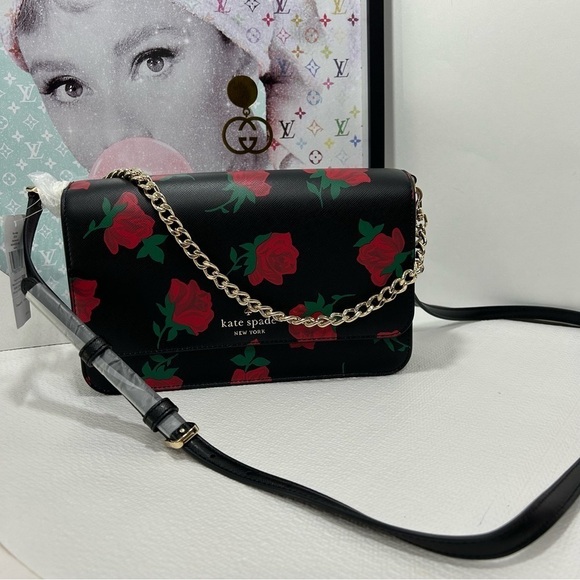 Kate Spade Madison Rose Toss Printed Flap Crossbody bag NWT - Picture 8 of 12